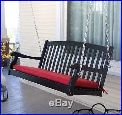 5 ft Porch Swing with Cushion Black & Red Outdoor Patio Deck Pool Home Furniture