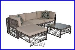 5 pcs Outdoor Patio Furniture Wicker Sofa Set Rattan Sofa Garden Sectional Set