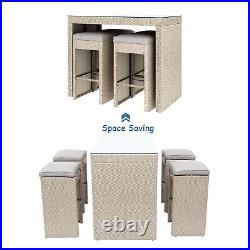5-piece Rattan Outdoor Patio Furniture Set Bar Dining Table Set