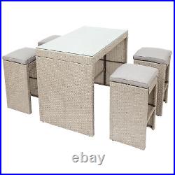 5-piece Rattan Outdoor Patio Furniture Set Bar Dining Table Set