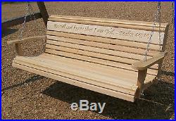 5ft Cypress Wood Deluxe Roll Porch Bench Swing With Hanging Hardware Made In USA