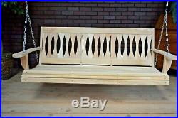 5ft Cypress Wood Diamond Porch Bench Swing With Hanging Hardware Made In USA