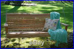5ft Cypress Wood Wooden Roll Porch Bench Swing With Cupholder Arms Made In USA