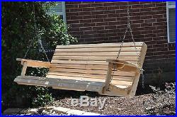 5ft Handmade Cypress Porch Swing with Adjustable Reclining Back Support