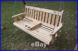 5ft Portable Cup Holder ROLLED seating Amish Heavy Duty Porch Swing Made in USA