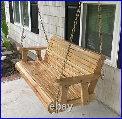 5ft Wooden Porch Swing Outdoor Patio Natural Wood Bench Hanging Garden Seat NEW