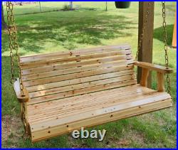 5ft Wooden Porch Swing Outdoor Patio Natural Wood Bench Hanging Garden Seat NEW