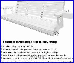 5ft Wooden Porch Swing Outdoor Patio Natural Wood Bench Hanging Garden White