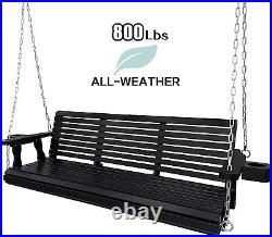 5ft Wooden Porch Swing Outdoor Patio Natural Wood Bench Hanging Garden Yard