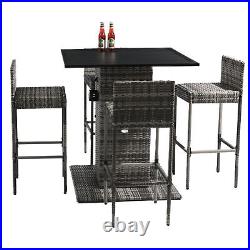 5pc Outdoor Patio Furniture Dining Set Rattan Conversation Set and Dining Tables