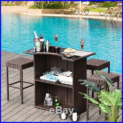 5pc Outdoor Rattan PE Wicker Bar Set Bistro Patio Dining Furniture Table Stool