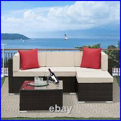 5pc Patio Wicker Furniture Set Outdoor Garden Rattan Conversation Sectional Sofa