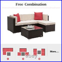 5pc Patio Wicker Furniture Set Outdoor Garden Rattan Conversation Sectional Sofa