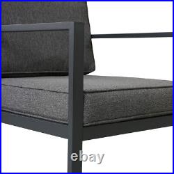 5pcs Outdoor Patio Aluminum Alloy Sofa Set with Coffee Table & Stools Gray Cushion