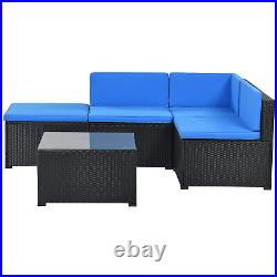 5pcs Patio Rattan PE Wicker Furniture Corner Sofa Set, Sectional Sofa Chair