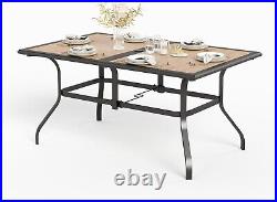 60''Patio Dining Table for 6 Person Outdoor Table with Umbrella Hole Rectangular