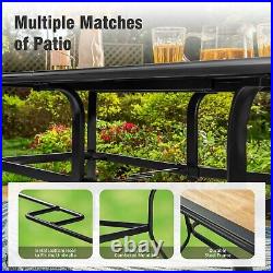 60''Patio Dining Table for 6 Person Outdoor Table with Umbrella Hole Rectangular