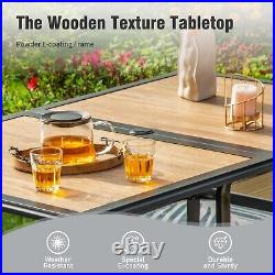 60''Patio Dining Table for 6 Person Outdoor Table with Umbrella Hole Rectangular