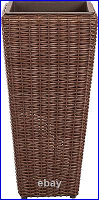 62501 Alto Wicker All-Weather Planter Set with Liners Tall Plant Decor Box for O