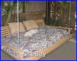 6Ft Cypress Eternal Wood Porch Swing Bed With Heavy Duty 10Ft Galvanized Chain Set