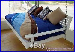 6Ft Cypress Eternal Wood Porch Swing Bed With Heavy Duty 10Ft Galvanized Chain Set