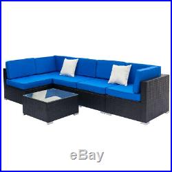 6PCS Outdoor Patio Furniture Couch Wicker Rattan Cushioned Sofa Sectional Set