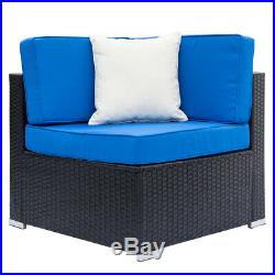 6PCS Outdoor Patio Furniture Couch Wicker Rattan Cushioned Sofa Sectional Set