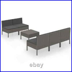 6PCS Patio Furniture Set Outdoor Rattan Sofa Table Garden Conversation Set Gray