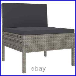 6PCS Patio Furniture Set Outdoor Rattan Sofa Table Garden Conversation Set Gray
