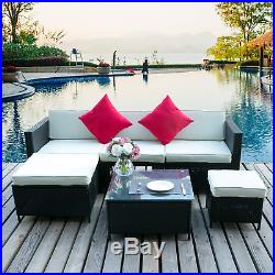6PCS Rattan Wicker Sofa Set Sectional Couch Cushioned Patio Outdoor Furniture