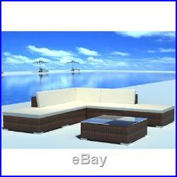 6PC Outdoor Furniture Sectional PE Wicker Patio Rattan Sofa Set Couch Brown