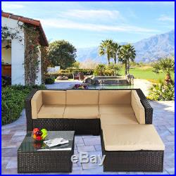 6PC Outdoor Modern Patio Rattan Wicker Sofa Furniture Sectional Set Cushioned