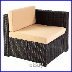 6PC Outdoor Modern Patio Rattan Wicker Sofa Furniture Sectional Set Cushioned
