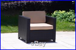 6PC Outdoor Patio Furniture Rattan Wicker Sofa Couch Garden Sectional Set Black