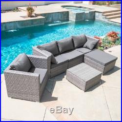 6PC Outdoor Patio Patio Sectional Furniture PE Wicker Rattan Sofa Set Deck Couch