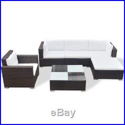 6PC Outdoor Rattan Wicker Sofa Garden Sectional Couch Patio Furniture Set Brown