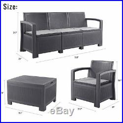 6PC Patio Rattan Wicker Sofa Set Cushined Couch Furniture Outdoor Garden