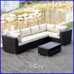 6Pcs Rattan Wicker Sectional Sofa Set Outdoor Patio Furniture Couch Cushioned