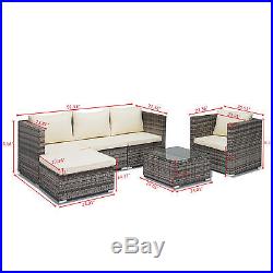 6 PCS Garden Rattan Wicker Sofa Set Cushion Outdoor Patio Sofa Couch Furniture