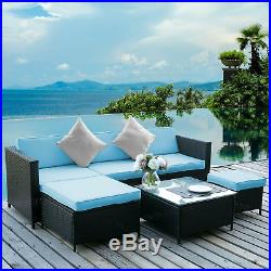 6 PCS Outdoor Patio Furniture Couch Wicker Rattan Cushioned Sofa Sectional Set