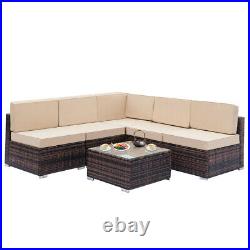 6 PCS Outdoor Patio Furniture Couch Wicker Rattan /w Cushions Sofa Sectional Set