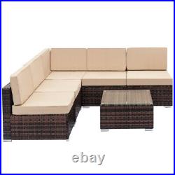 6 PCS Outdoor Patio Furniture Couch Wicker Rattan /w Cushions Sofa Sectional Set