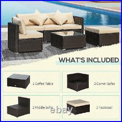 6 PCS Outdoor Rattan Sofa Furniture Set Infinite Options & Pure Comfort, Beige