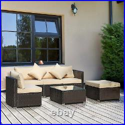 6 PCS Outdoor Rattan Sofa Furniture Set Infinite Options & Pure Comfort, Beige