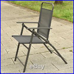 6 PCS Patio Garden Set Furniture 4 Folding Chairs Table with Umbrella Gray New