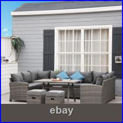 6 PCS Patio Wicker Conservatory Sofa Set Outdoot PE Rattan Furniture with Cushion