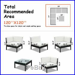 6 PCS Rattan Wicker Patio Furniture Set Steel Frame Sofa Cushioned Black New