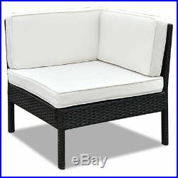 6 PCS Rattan Wicker Patio Furniture Set Steel Frame Sofa Cushioned Black New