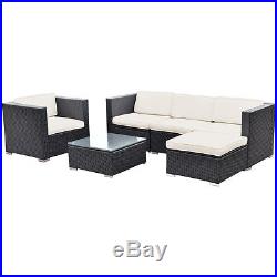 6 PC Patio Rattan Furniture Set Sectional Cushioned Seat Garden Black Wicker New