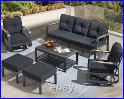 6 Pcs Aluminum Patio Furniture Set with Swivel chair Outdoor Conversation Sofa